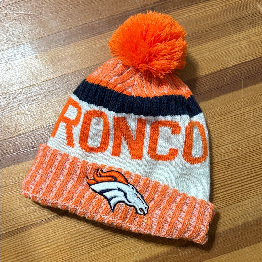 Broncos Orange and Blue Pom Beanie